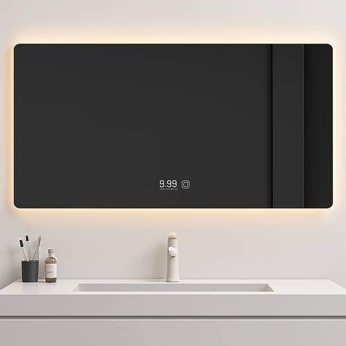 miroir intelligent rectangulaire à écran tactile avec éclairage led