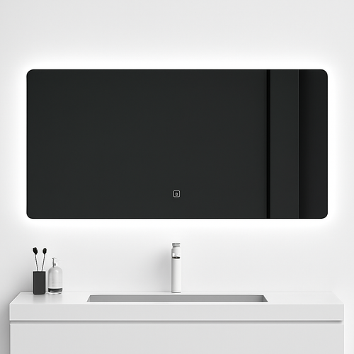 miroir intelligent rectangulaire à écran tactile avec éclairage led