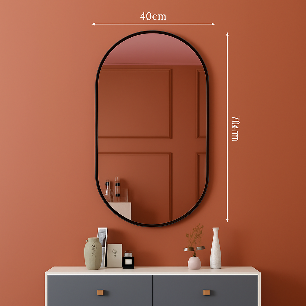 miroir ovale doré mural pour salle de bain et maquillage - vue 11 sur 13