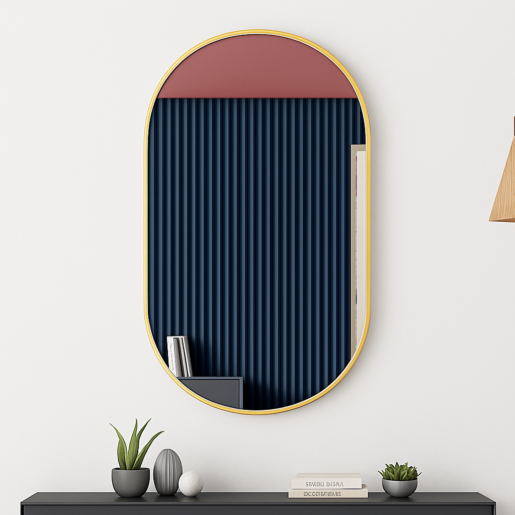 miroir ovale doré mural pour salle de bain et maquillage - vue 12 sur 13