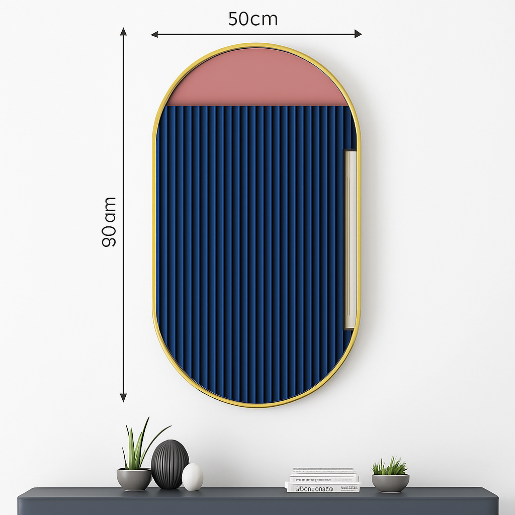 miroir ovale doré mural pour salle de bain et maquillage - vue 8 sur 13