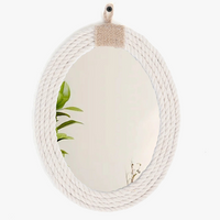 miroir ovale en corde style nautique avec frange en macramé