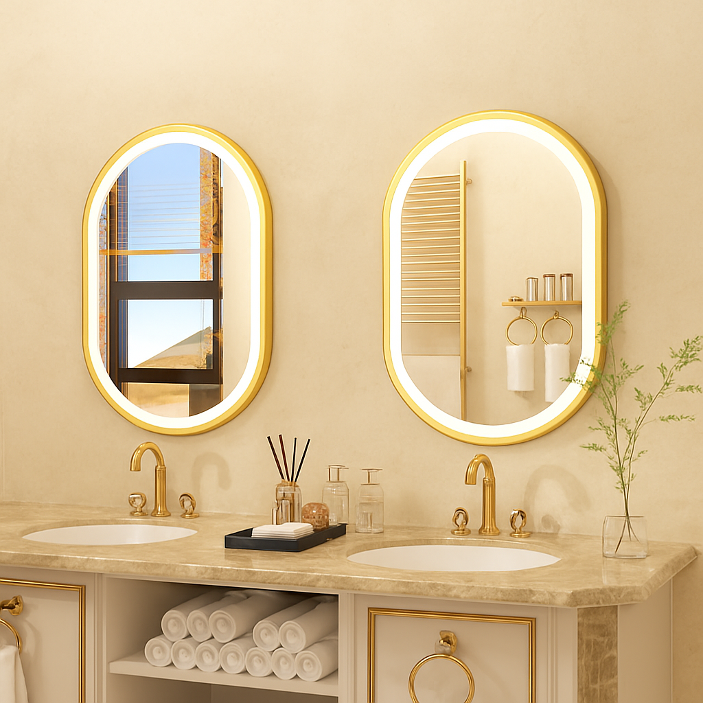 miroir ovale intelligent antibuée avec éclairage led ajustable - vue 3 sur 8