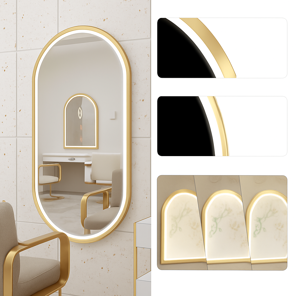 miroir ovale intelligent antibuée avec éclairage led ajustable - vue 4 sur 8
