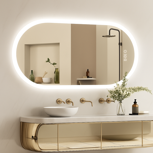 miroir ovale à led intelligent antibuée avec mémoire de lumière - vue 2 sur 7