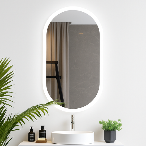 miroir ovale à led intelligent antibuée avec mémoire de lumière