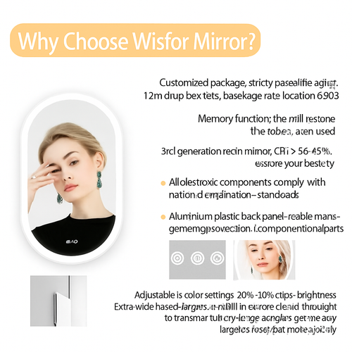 miroir ovale à led intelligent antibuée avec mémoire de lumière - vue 6 sur 7