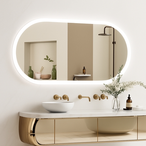 miroir ovale à led intelligent antibuée avec mémoire de lumière - vue 7 sur 7