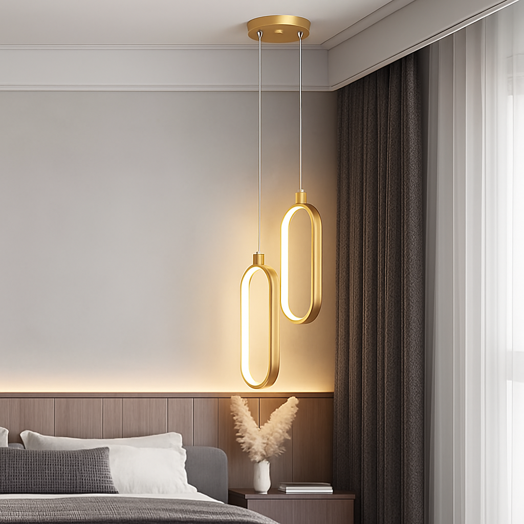 Moderne Minimaliste LED Suspension Lumière Lustre Pour Chambre Restaurant Salon Or Noir Suspension Décoration Lustre