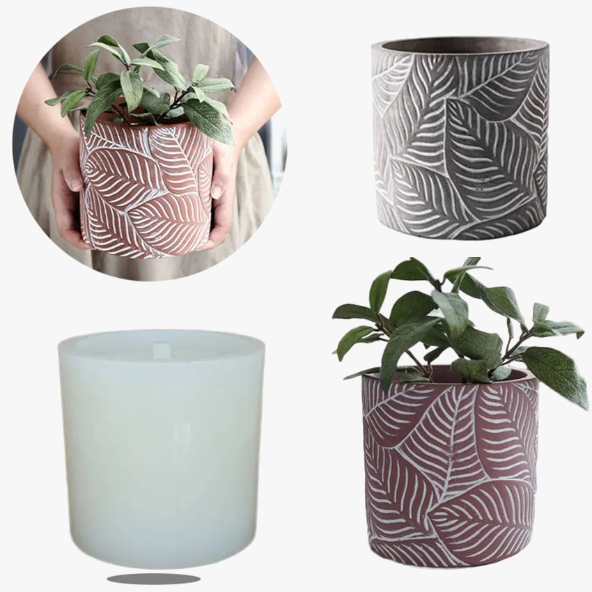 moules en silicone pour pots de fleurs motifs feuilles 2024