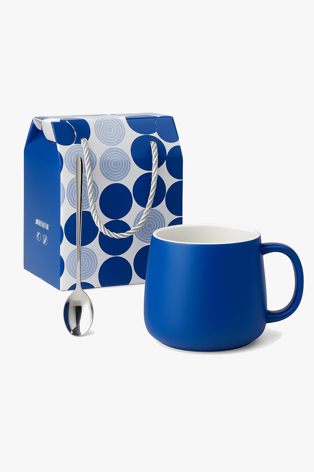 Mug céramique 500ml avec cuillère motif éclaboussures