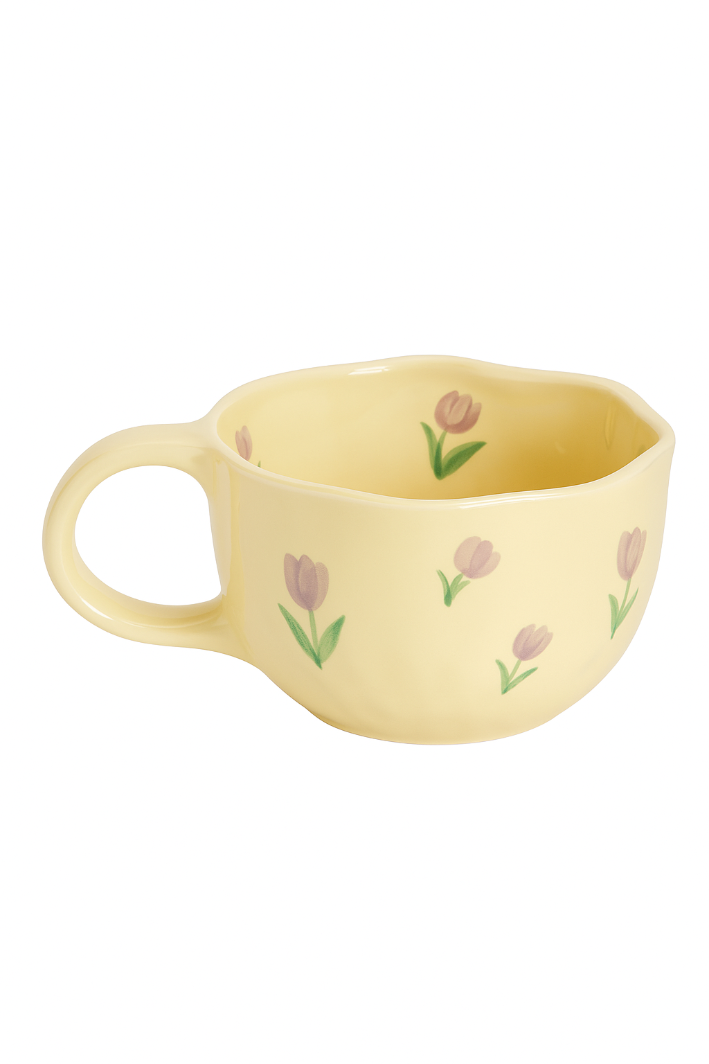 Mug ceramique artisanal floral forme irreguliere 300ml