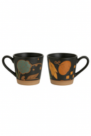 Mug céramique rétro motif floral peint main