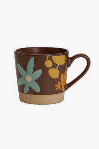 Mug ceramique retro motif floral peint main personnalisable