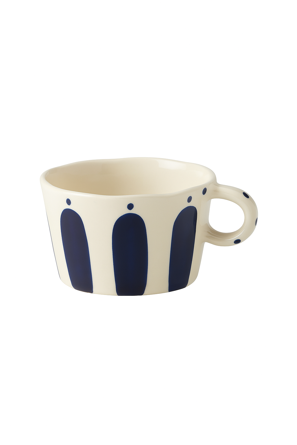 Mug céramique style nordique rayures géométriques anse peinte