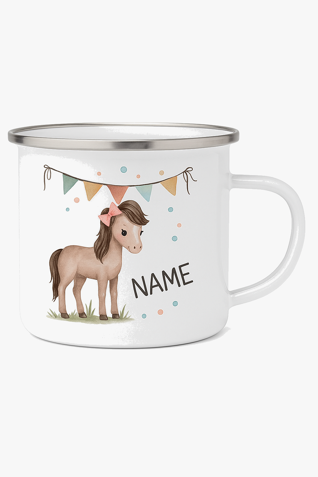 Mug enfant personnalisé motif animal en émail anse