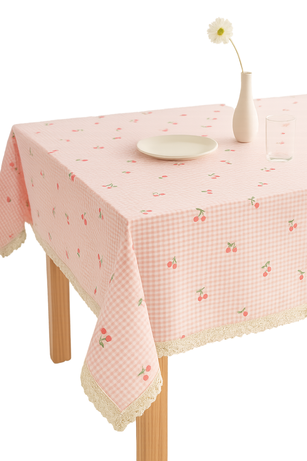 Nappe bohème jacquard épaisse motif carreaux maison cuisine - vue 3 sur 2