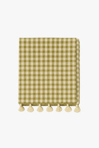 Nappe champêtre à carreaux avec pompons décor table