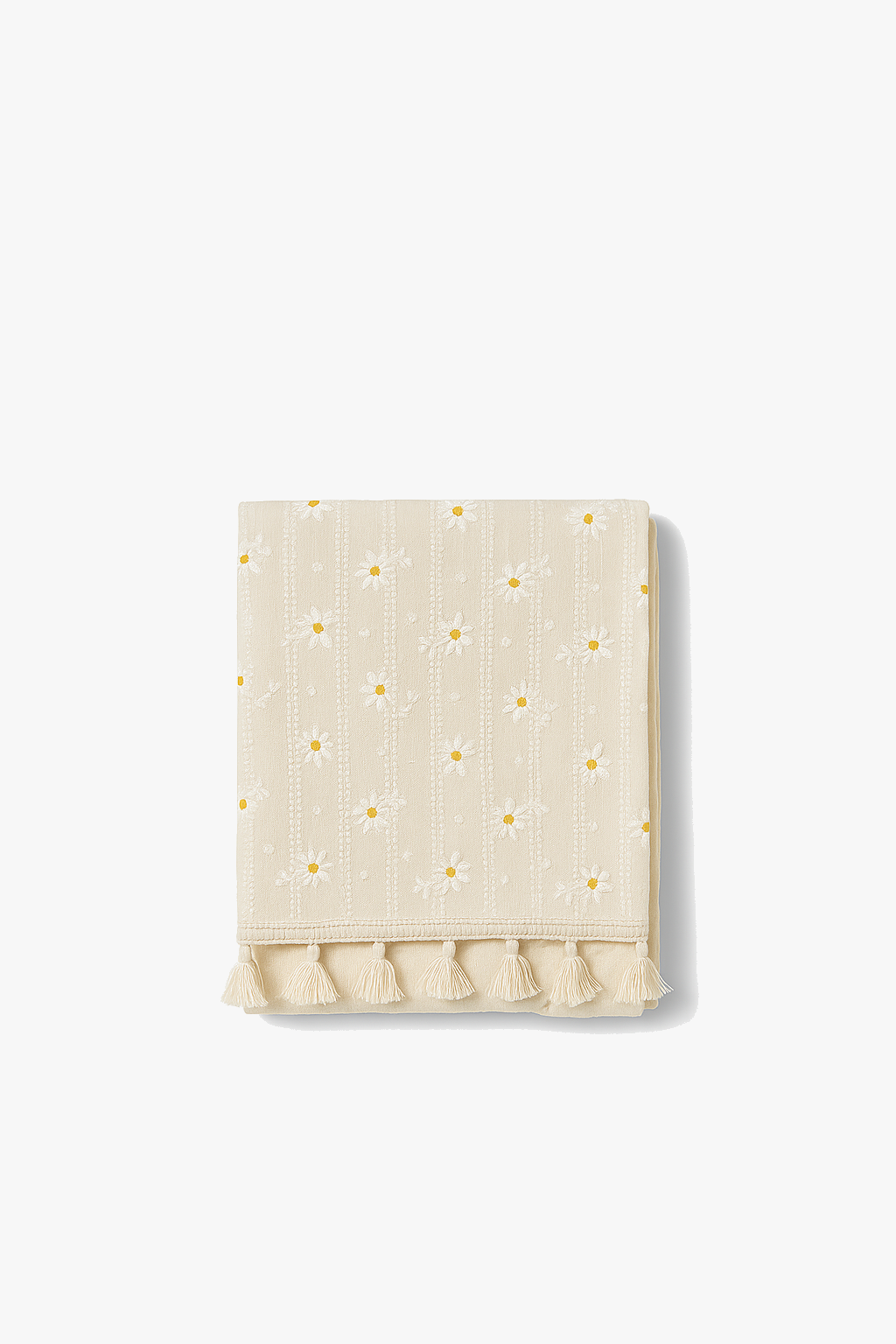 Nappe coton brodée marguerites style coréen table cuisine