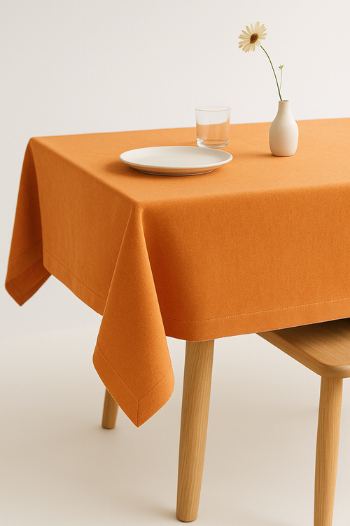 Nappe coton lin imperméable style naturel table repas - vue 2 sur 2