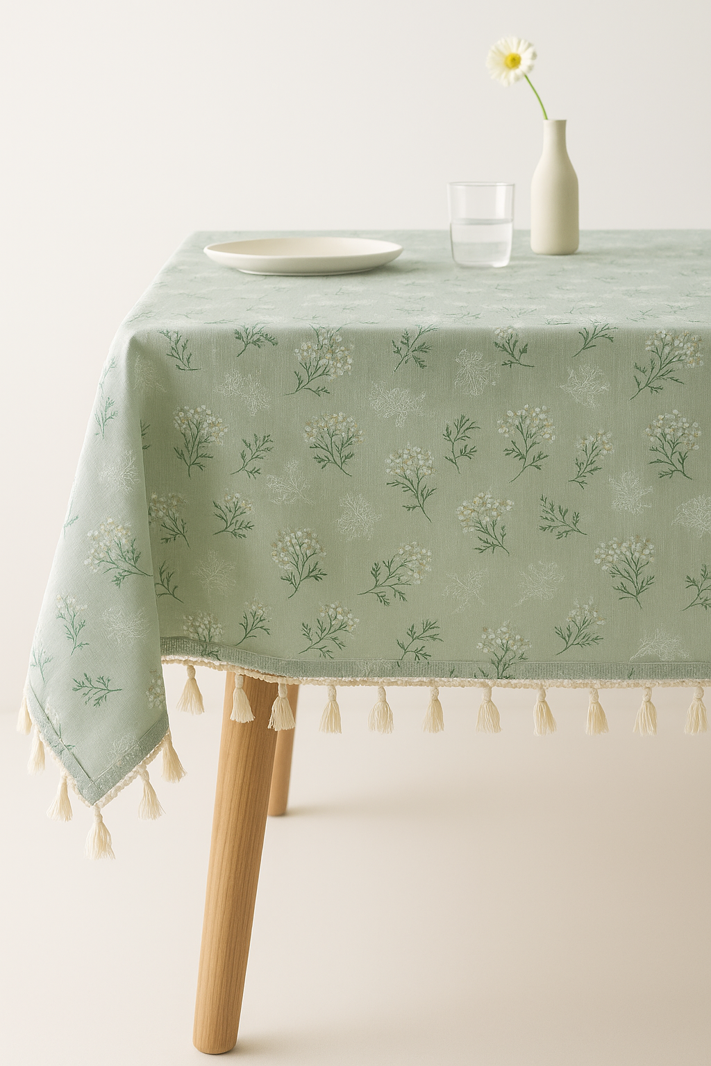 Nappe coton motifs marguerites style coréen table cuisine