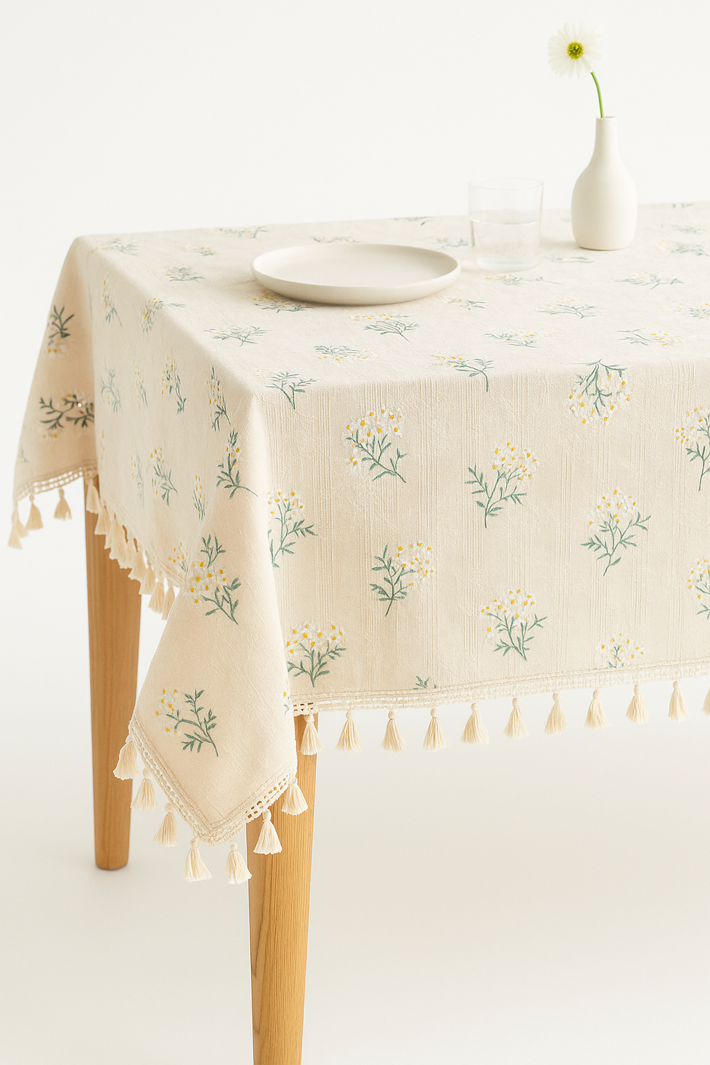Nappe coton motifs marguerites style coréen table élégante
