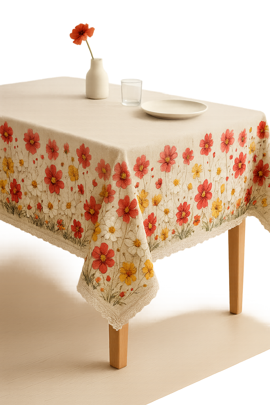 Nappe florale style pastoral polyester bord festonné imperméable