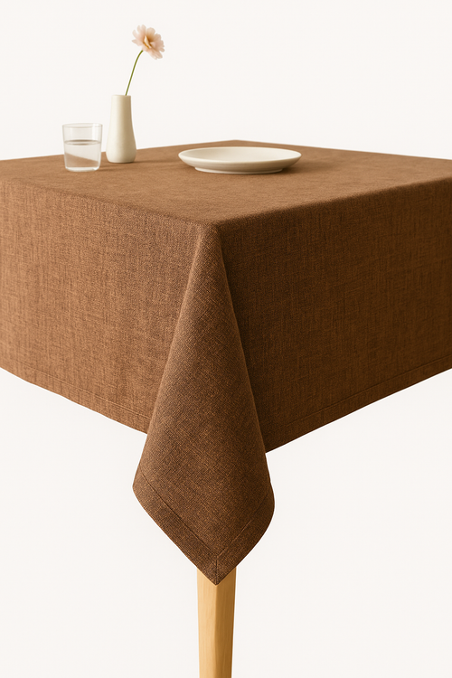 Nappe imperméable style champêtre beige infroissable pour table - vue 2 sur 2