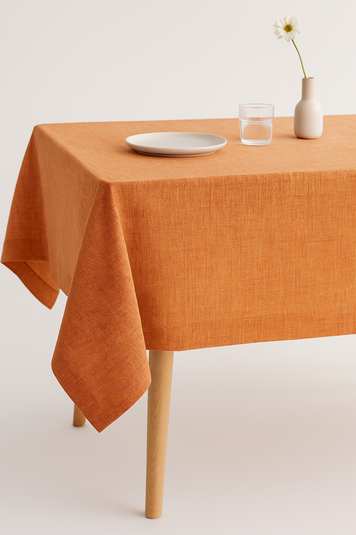 Nappe japonaise unie beige lavable polyester élégante table - vue 2 sur 2