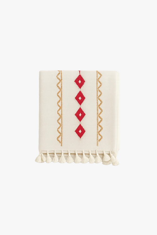 Nappe moderne motif losanges brodés imperméable antitache