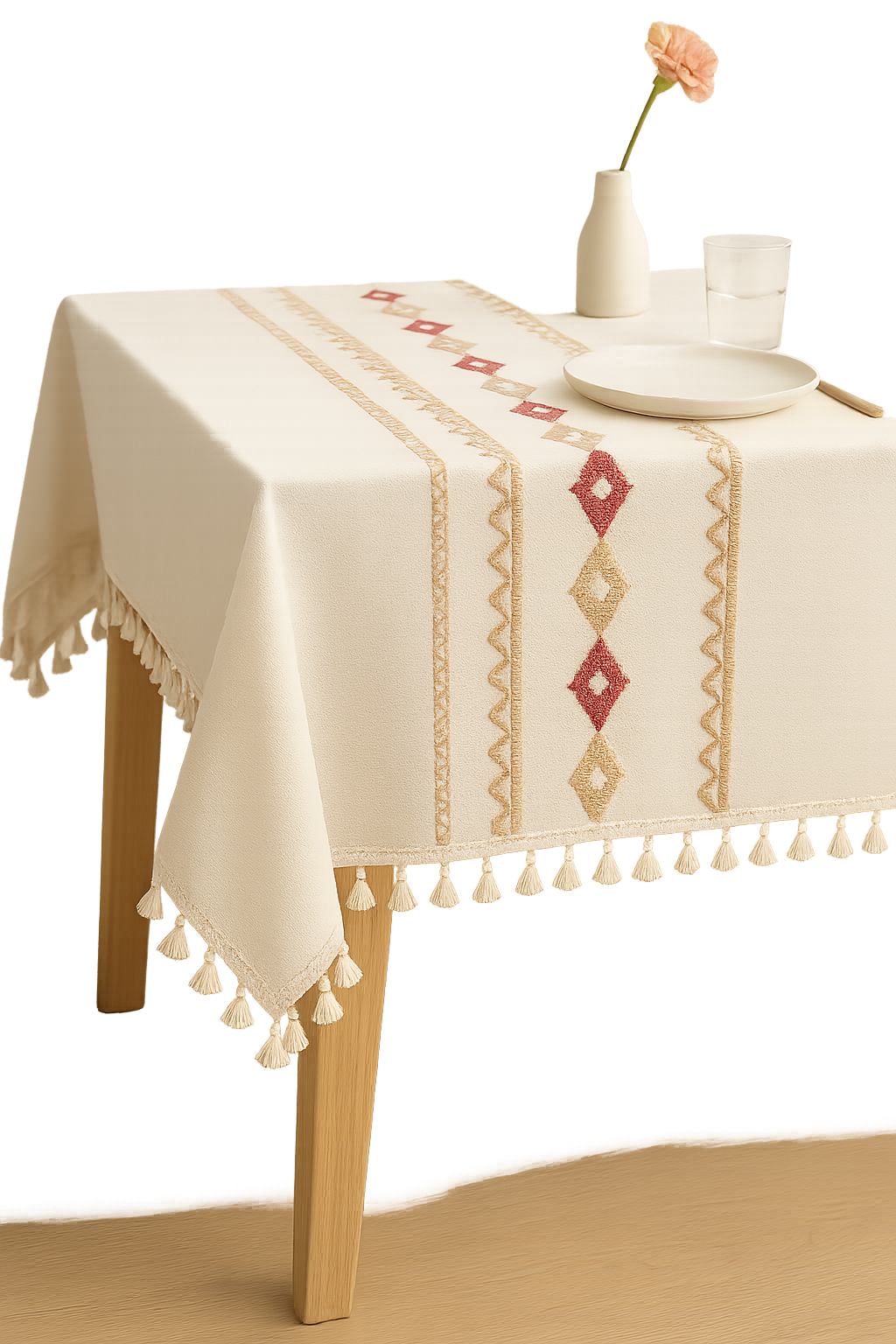 Nappe moderne motif losanges brodés imperméable antitache - vue 3 sur 2