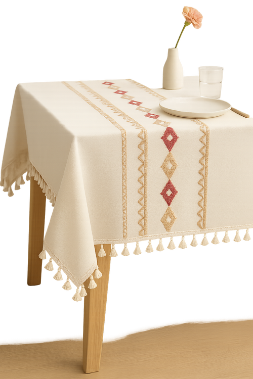 Nappe moderne motif losanges brodés imperméable antitache