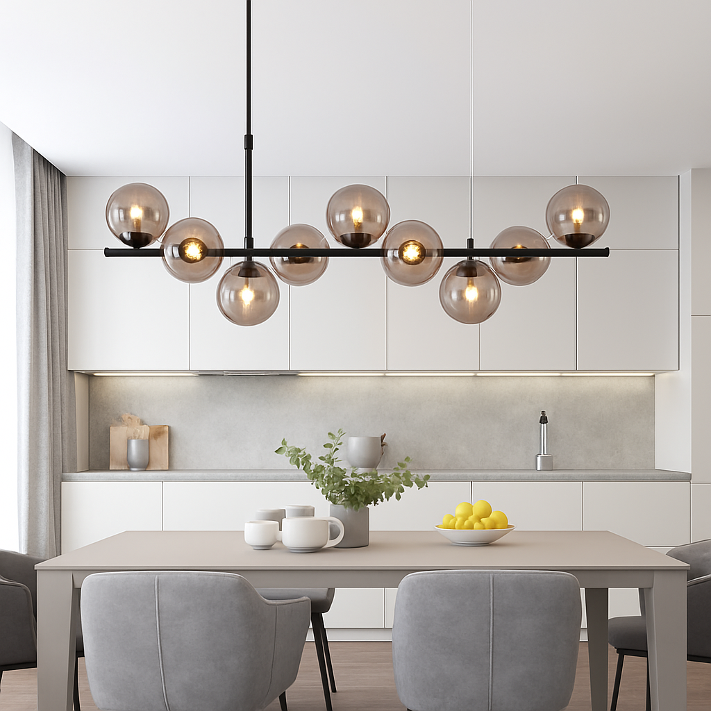 Nordique moderne suspension LED or lumière boule de verre 11 têtes lampe suspendue pour cuisine salon salle à manger Suspension Luminaire Design