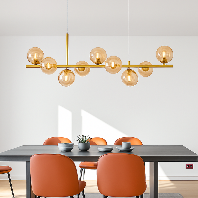 Nordique moderne suspension LED or lumière boule de verre 11 têtes lampe suspendue pour cuisine salon salle à manger Suspension Luminaire Design