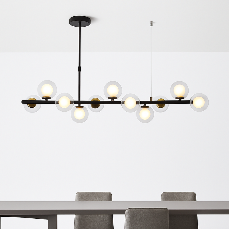 Nordique moderne suspension LED or lumière boule de verre 11 têtes lampe suspendue pour cuisine salon salle à manger Suspension Luminaire Design