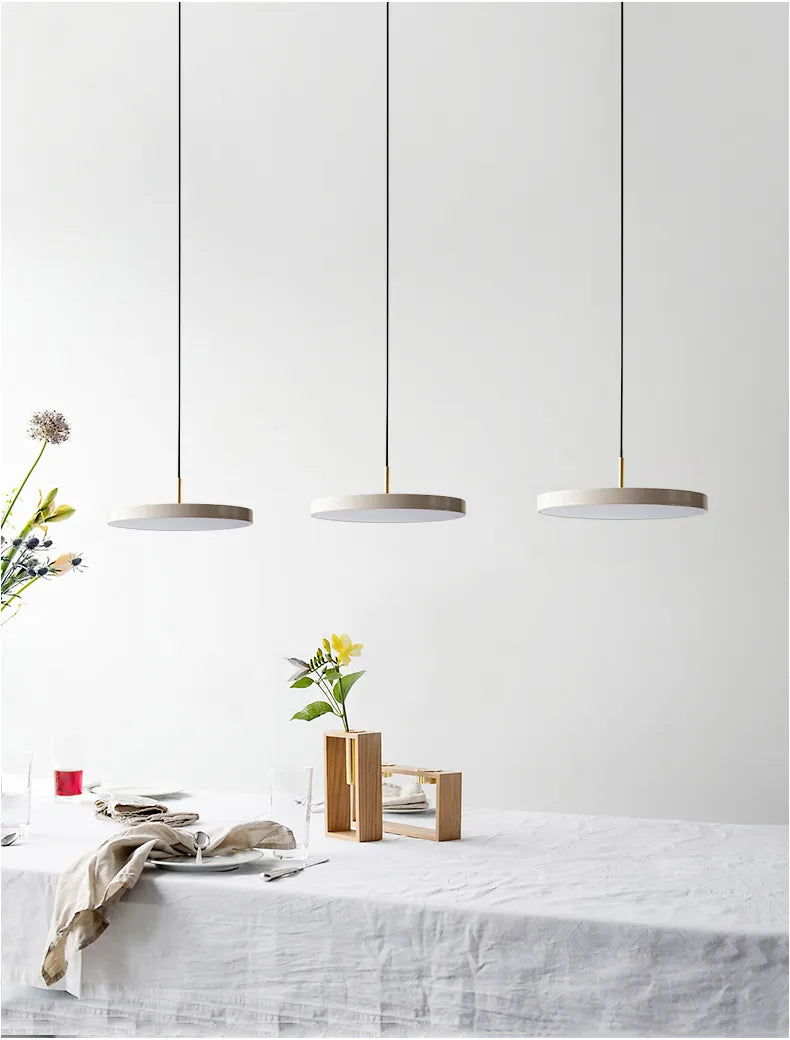 Nordique Simple Suspension Led Lumières En Métal Kicthen Île Haut Plafond Cuisine Décorative Moderne Ronde Suspension Noir Blanc Bleu