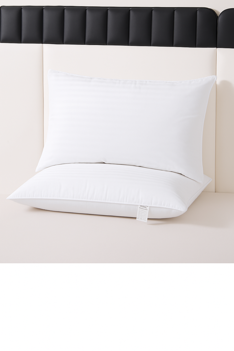 oreiller blanc en duvet et plumes d'oie ignifugé 100 coton