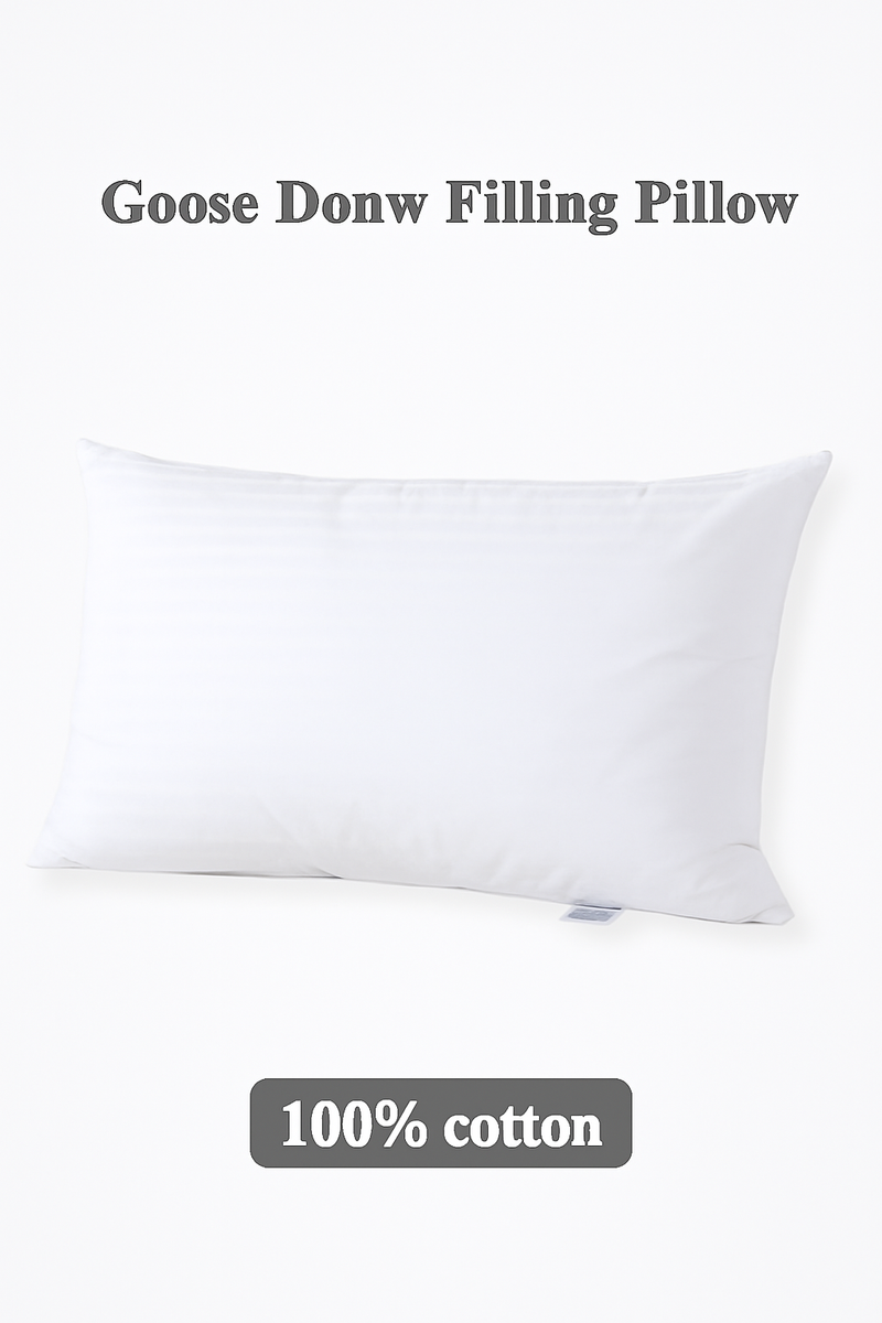 oreiller blanc en duvet et plumes d'oie ignifugé 100 coton