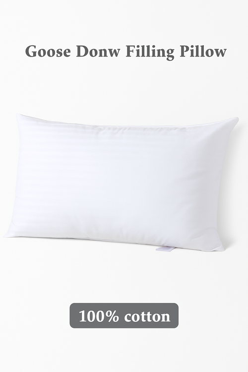 oreiller ignifugé en duvet d'oie avec couette coton