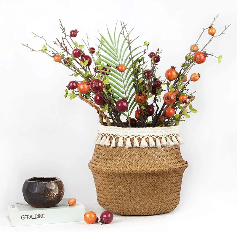 organisateur en jonc de mer pour accessoires de cuisine et jardin