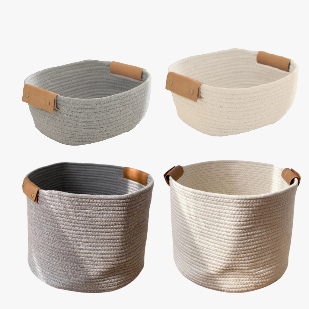panier de rangement en corde pour jouets et linge bébé