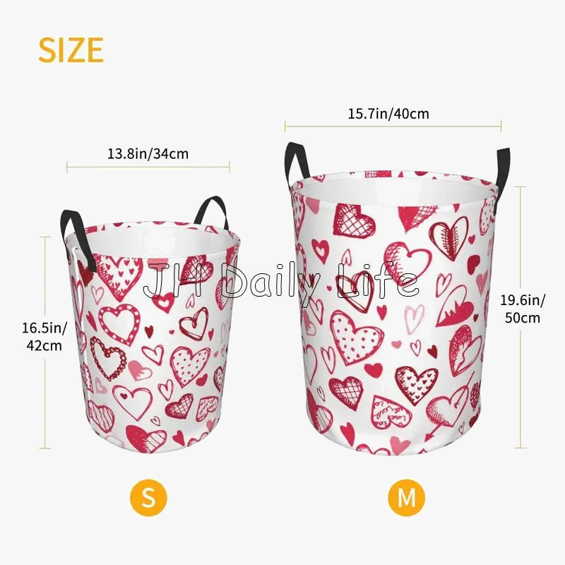 panier à linge pliable coeurs d'amour pour le rangement