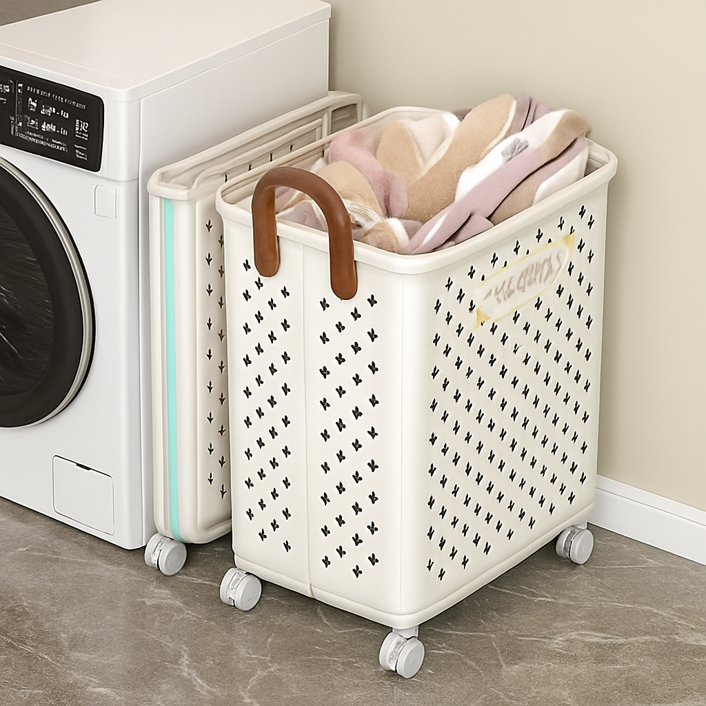 panier pliable multifonctionnel avec roulettes grande capacité rangement pratique - vue 4 sur 14