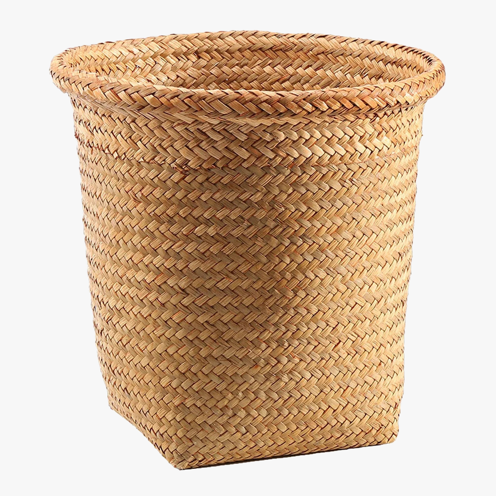 panier poubelle en osier pour rangement et déchets