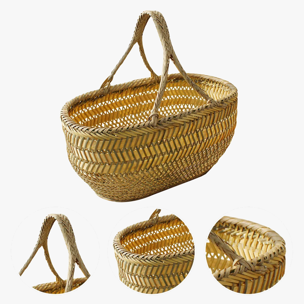panier à provisions tissé pour pique-nique et rangement maison