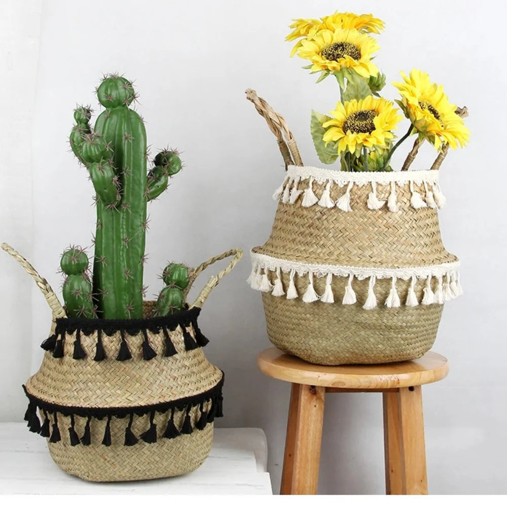 paniers de rangement en osier boho décor faits main en rotin