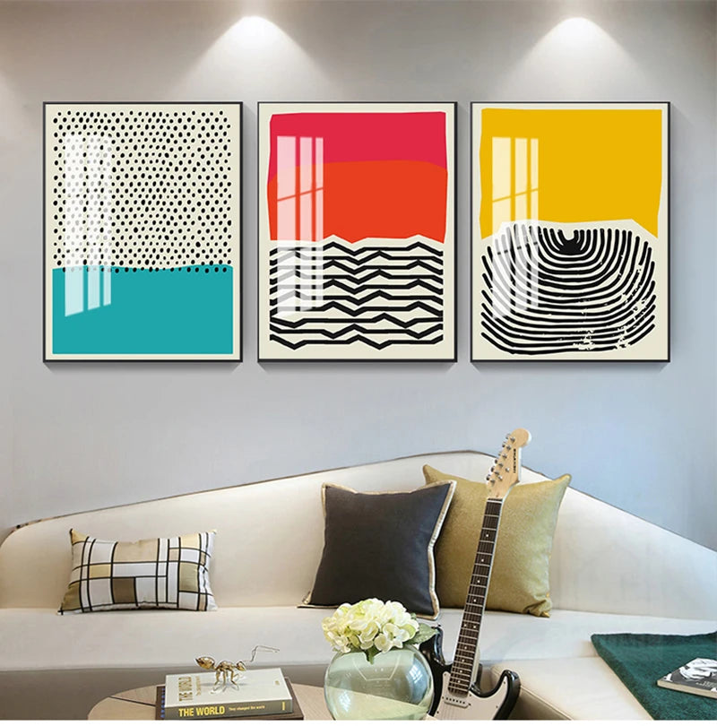 peinture moderne abstraite géométrique multicolore pour décoration murale