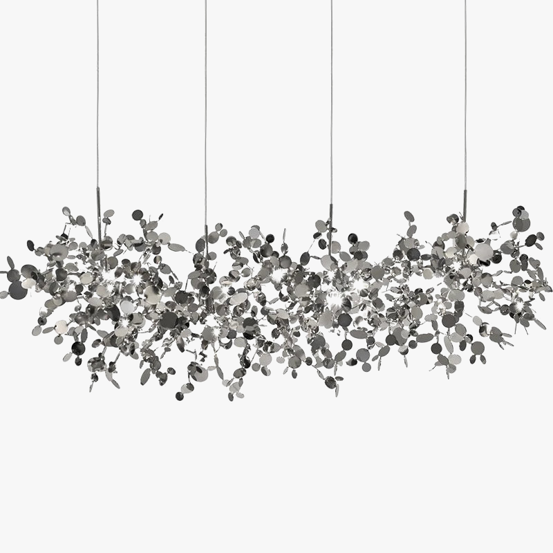 Lustre moderne en acier inoxydable feuille chromée nordique LED