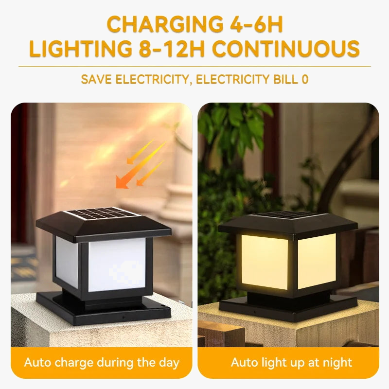 pilier solaire led étanche avec télécommande pour éclairage extérieur