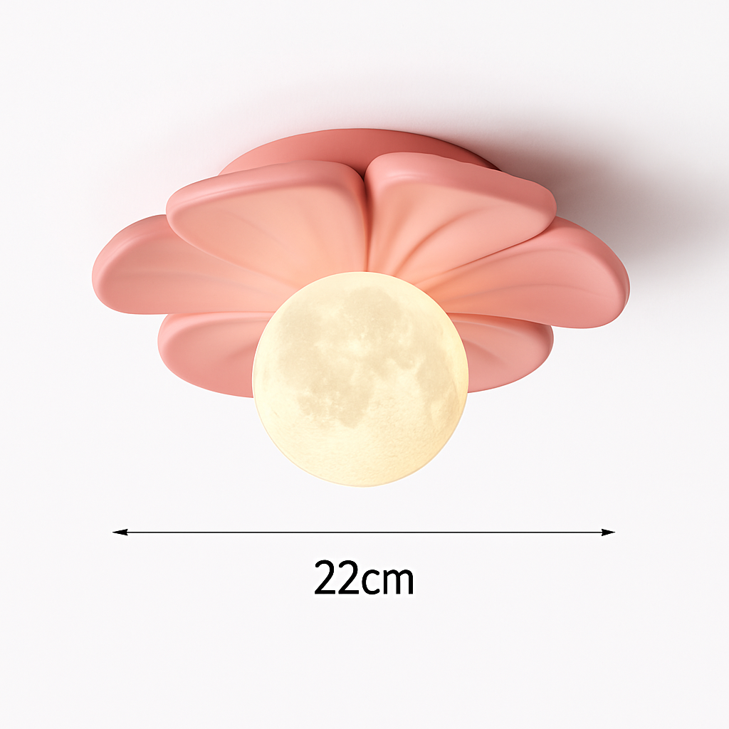 plafonnier 3d en forme de lune fleur en résine décorative - vue 8 sur 10